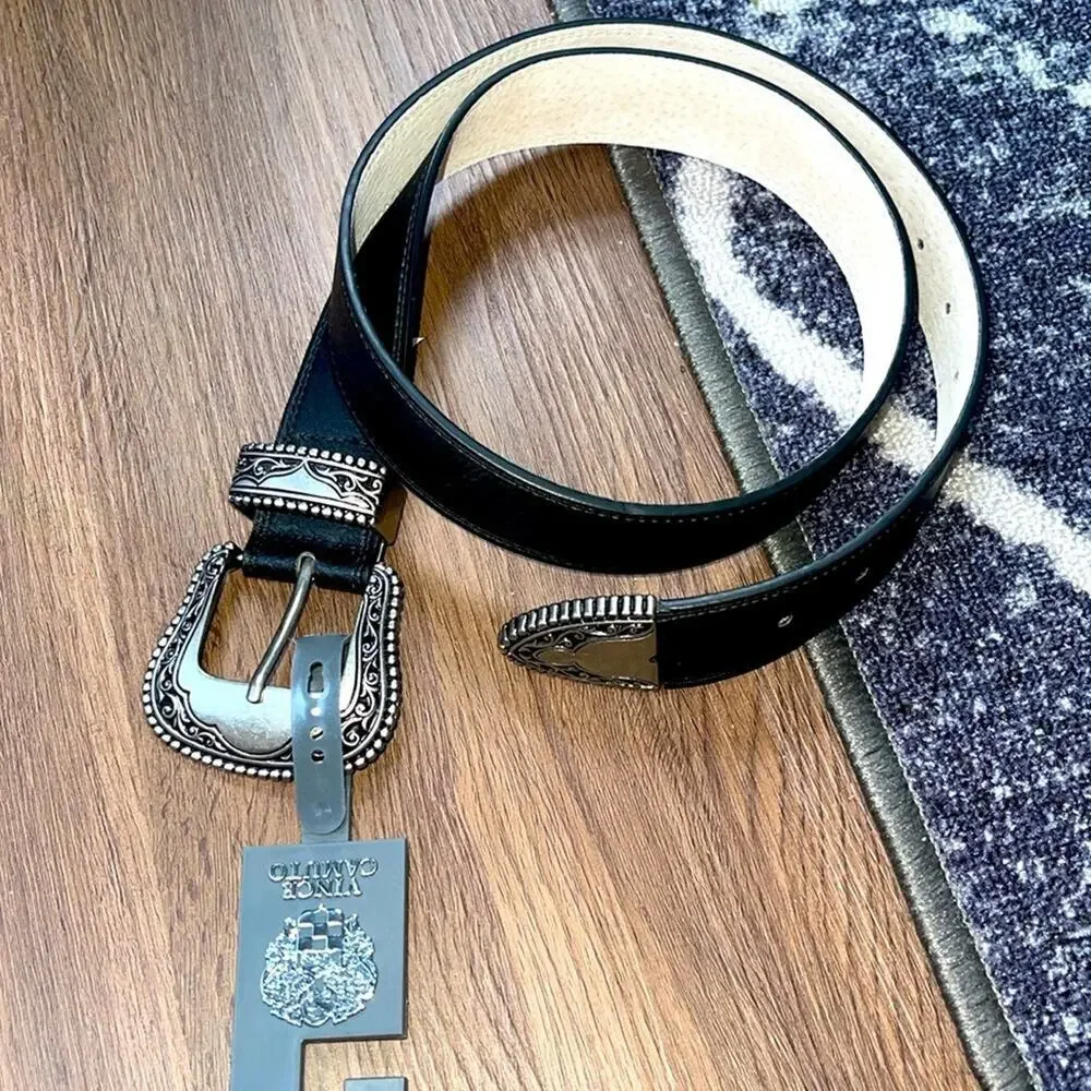 Vince Camuto size medium black leather woman belt